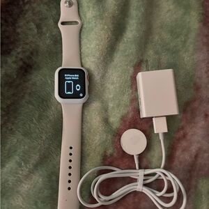 Apple Smartwatch with Cream Band and Charger